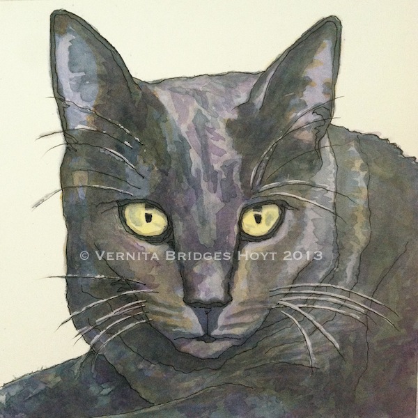 cat, watercolor